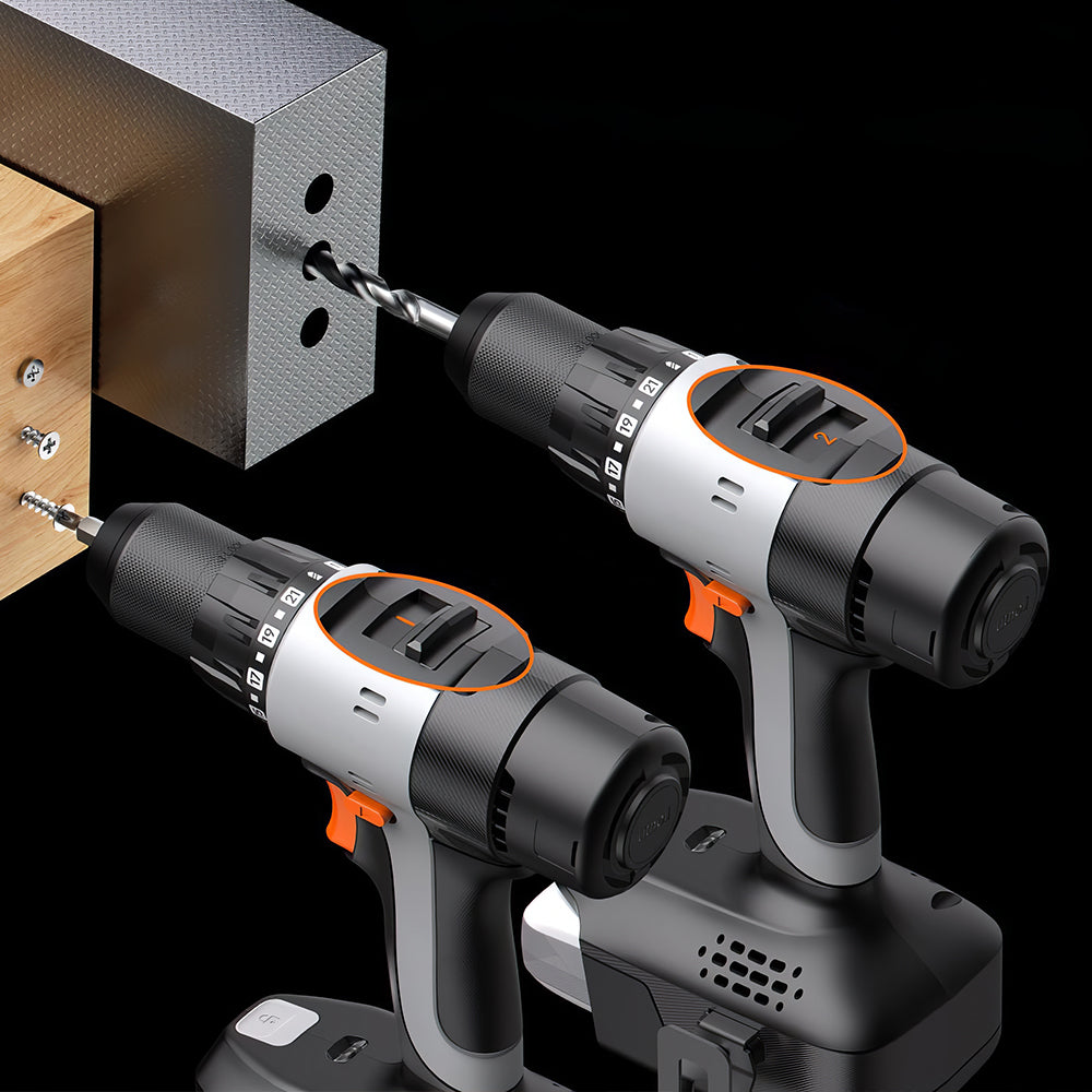 20V Cordless Drill Driver, 1/2" Chuck, 2-Speed, 443 In-lbs Torque, 21+1 Clutch