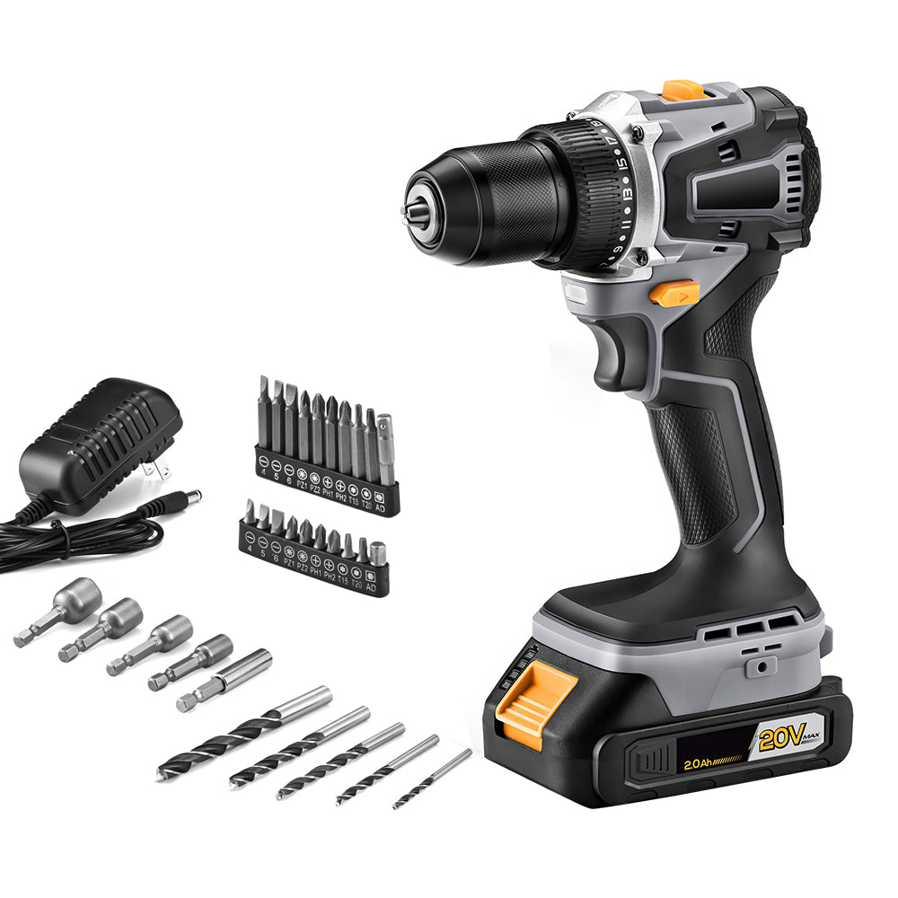 20V Brushless Cordless Drill Set with 2.0Ah Battery & Charger