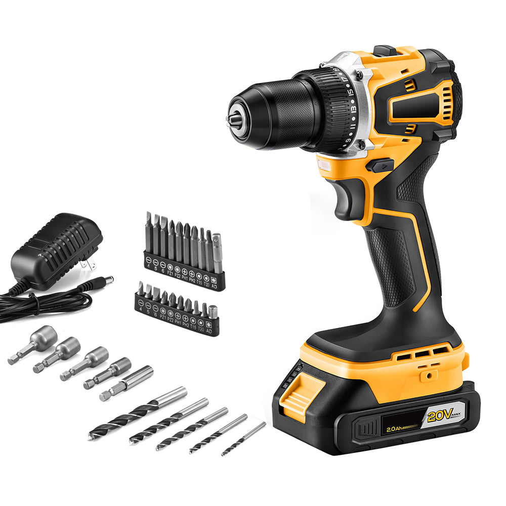 20V Brushless Cordless Drill Set with 2.0Ah Battery & Charger