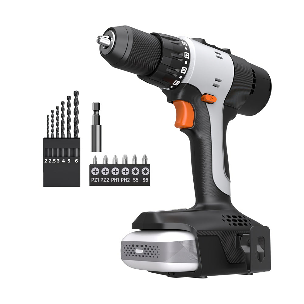 20V Cordless Drill Driver, 1/2" Chuck, 2-Speed, 443 In-lbs Torque, 21+1 Clutch