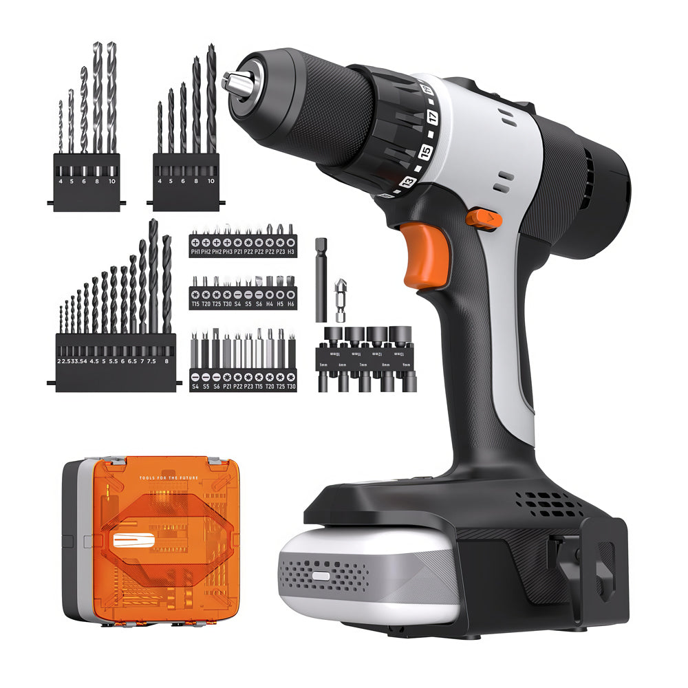 20V Cordless Drill Driver, 1/2" Chuck, 2-Speed, 443 In-lbs Torque, 21+1 Clutch
