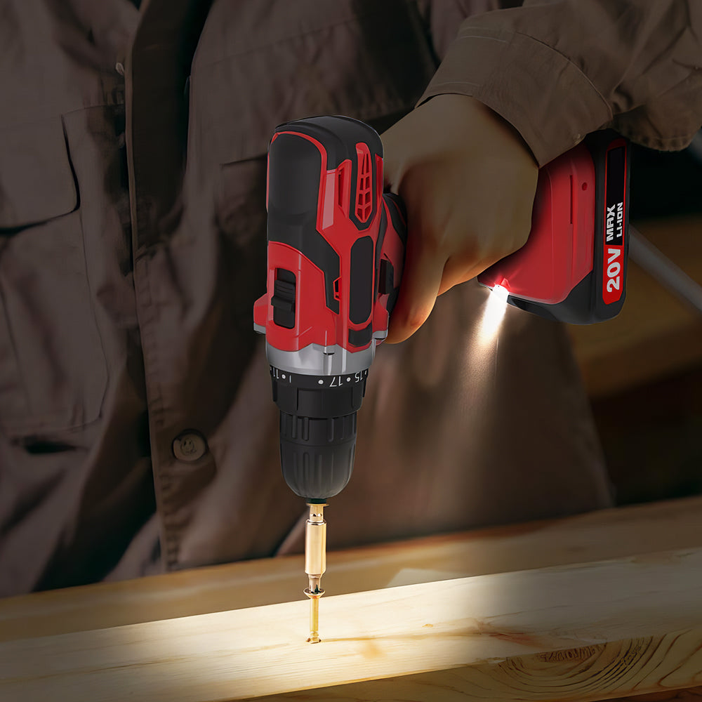 20V MAX Cordless Drill Kit with Battery & Charger, 2-Speed, 22pcs Bit Set